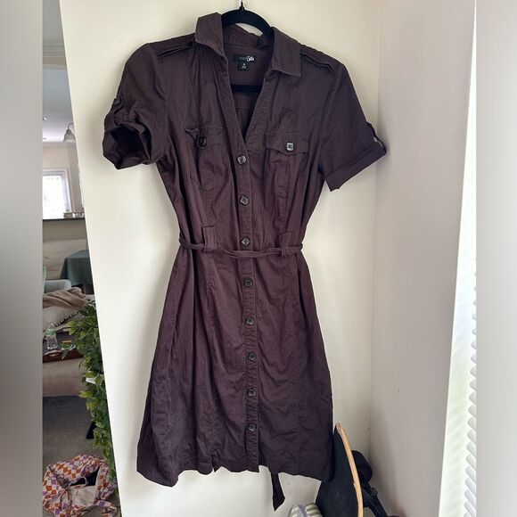 Brown vintage style east fifth button down dress - Picture 3 of 12
